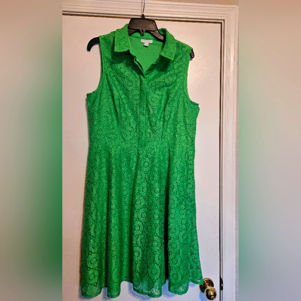 Chic Green Lace Sleeveless Dress